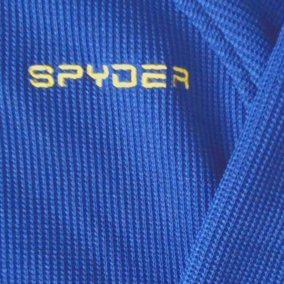 Spyder Waffle Knit Pull Over 1/4 Zip Mens Size Medium Blue EUC - Picture 4 of 6